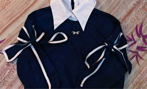 Navy &amp; White Bow Top