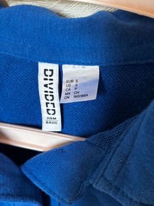 Blue H&amp;M collared cropped sweatshirt | Size S