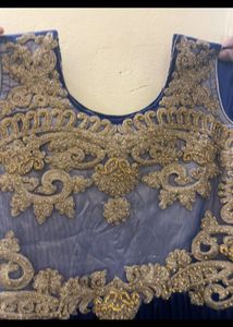 Arbia Ethnic Gown With Golden Work And Frills