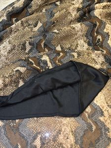 Brown A-line dress with neck embellishments
