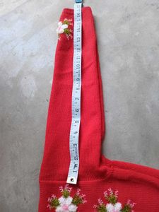 Red Embroidered Woolen Blouse