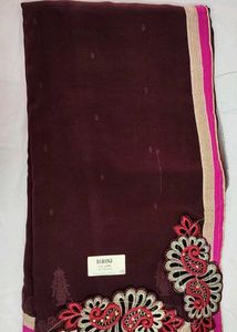 Brown Lace Saree With Blouse