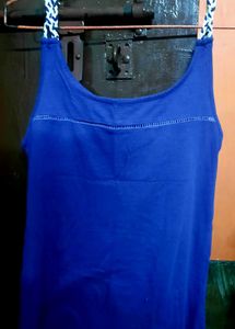 Blue Tank Top with Braided Straps