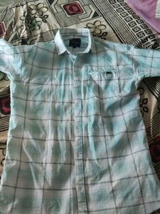 Blue Plaid Button-Down Shirt