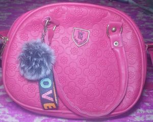 Pink Embossed Dome Handbag