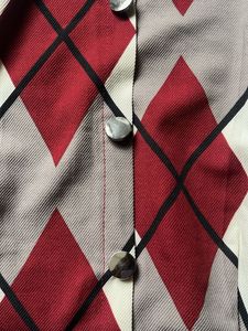 Red &amp; Cream Patterned Puff Sleeve Top