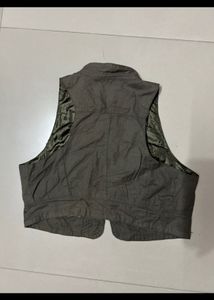 Olive Green Military-Style Cropped Vest