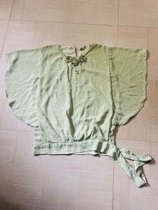 Elegant Sage Green Butterfly Sleeve Top