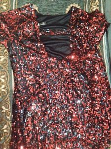 Red And Black Sparkling One Piece Dress🦋