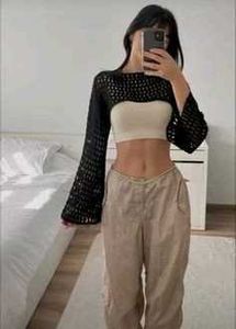 Black Crochet Bolero