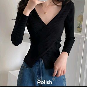 New with tag Korean pinterest Stylish Black Knit T