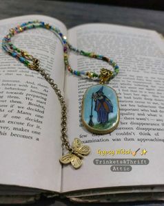 Gypsy Witch Pendant Beaded Necklace