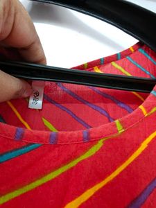 Red Striped Pom-Pom maxi Dress( full length)