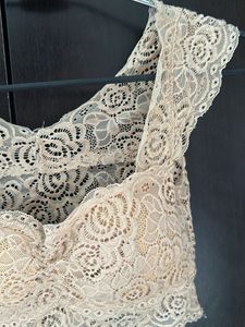 Beige Netted Bralette With Padding