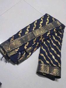 Elegant Navy & Gold Saree