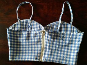 Blue Gingham Crop Top