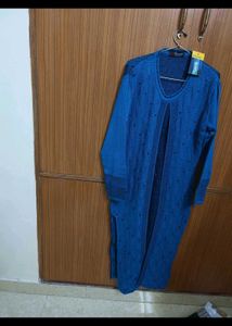 Elegant Blue Knit Cardigan with plazzo