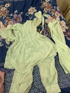 Girls Ethnic Dress - Mint Green
