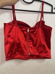 Red Satin Corset Top