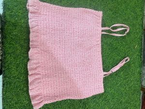 Cute Pink Smocked Crop Top