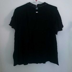 Embroidered Black Top