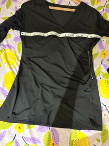 Beautiful Black Lace Sleeve Wrap Top
