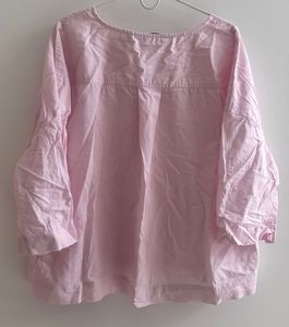 Oversized Notched Round Neck Yoke Top