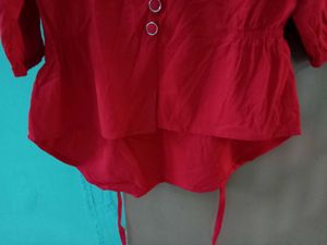 Red Button Down Crop Top