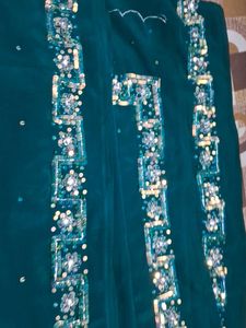 Teal Embellished Saree
