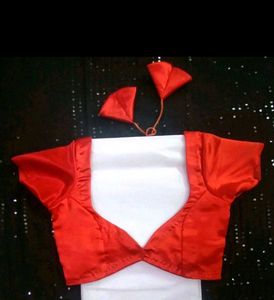 Non Padded Satin 1 Hook Backless Deep Neck Blouse