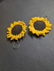 Sunflower Crochet Keychain