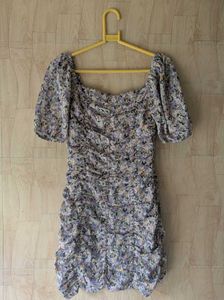 Floral printed ruched sheath mini Dress