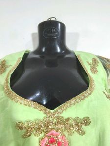 Fluorescent Green And Pink Lehenga Choli (Women's)