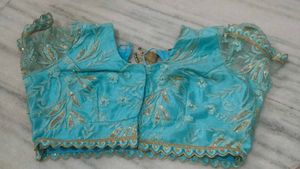 sky-blue lehnga choli with dupatta