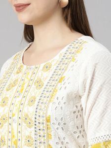Elegant White &amp; Yellow Kurta Set