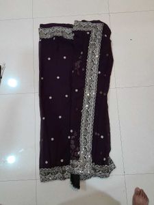 Purple Embellished Saree