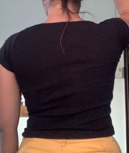 Cute Black Top with White Trim