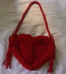 Heart Shaped crochet Shoulder Bag With Tassels