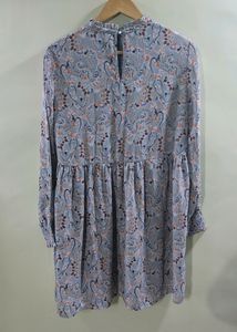 Paisley Print Smocked Neck Mini Dress