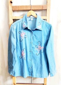 Denim Embroidery Work Shirt Size-42-XL