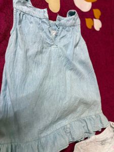 Babyoye Singlet Denim Frock With Inner