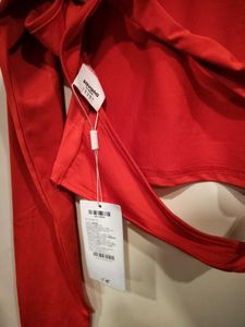 Red Long Sleeve Open Back Top