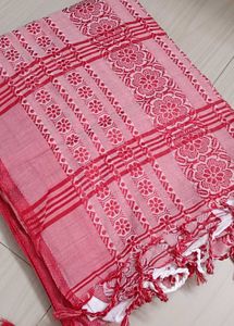 Begumpuri Khadi Cotton Red ♥️ White 🤍 Saree