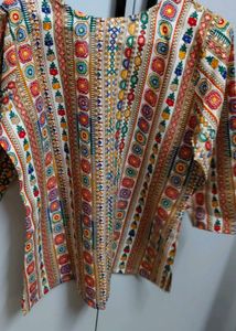 New Women Cotton Foil Print Short Kurti