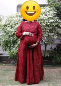 Red Floral Maternity Maxi Dress