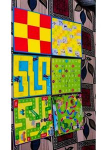 SET OF 6 FUN BOARD GAMES WITH DICE AND TOKENS