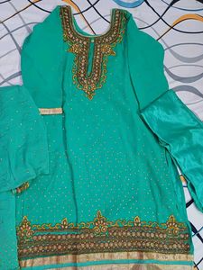 Teal Embellished Salwar Kameez Suit