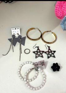 6Piece Set - *4 Mixed Earrings* *Ring* *Clip*