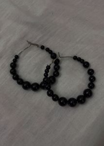 Black Pearl Hoop Earrings