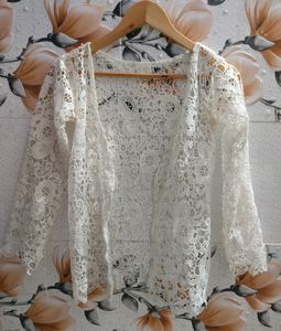 White Net Shrug Style Top For Women